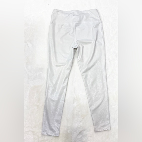 Vogo White Shimmer 7/8 Length Athletic Legging Tights M - Picture 3 of 5